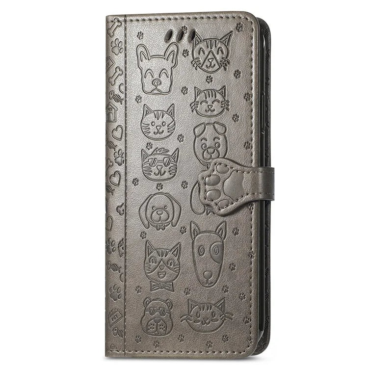 For Xiaomi Redmi Note 13 4G Case Cat and Dog Pattern PU Leather Flip Protective Phone Cover