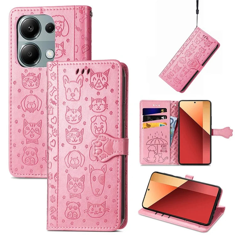 For Xiaomi Redmi Note 13 Pro 4G Phone Cover Imprinted PU Leather Wallet Stand Case