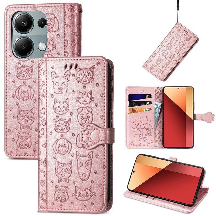 For Xiaomi Redmi Note 13 Pro 4G Phone Cover Imprinted PU Leather Wallet Stand Case