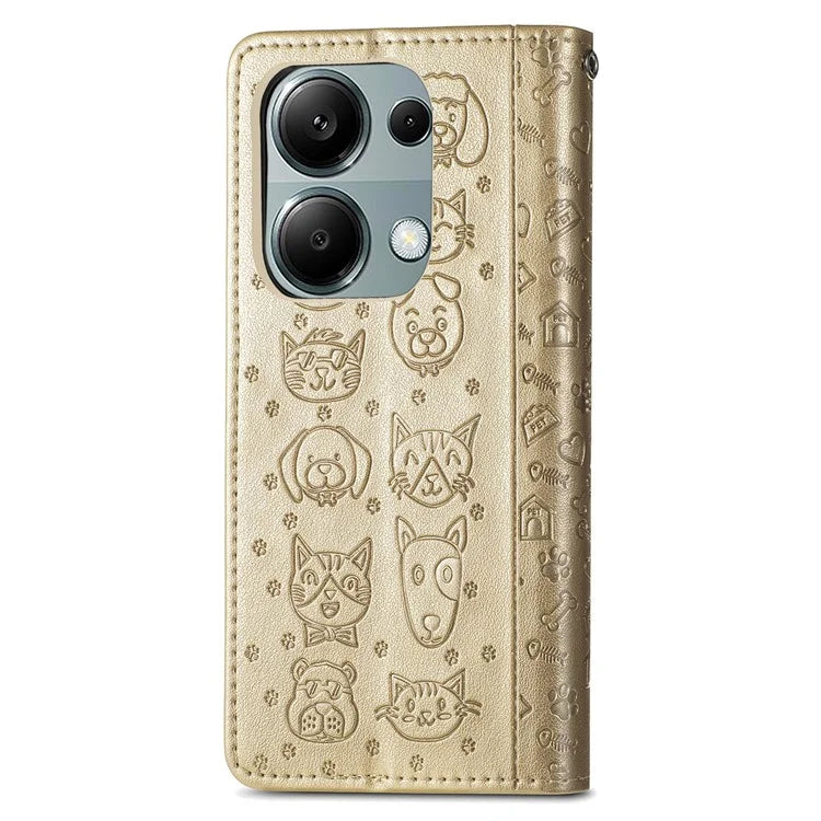 For Xiaomi Redmi Note 13 Pro 4G Phone Cover Imprinted PU Leather Wallet Stand Case