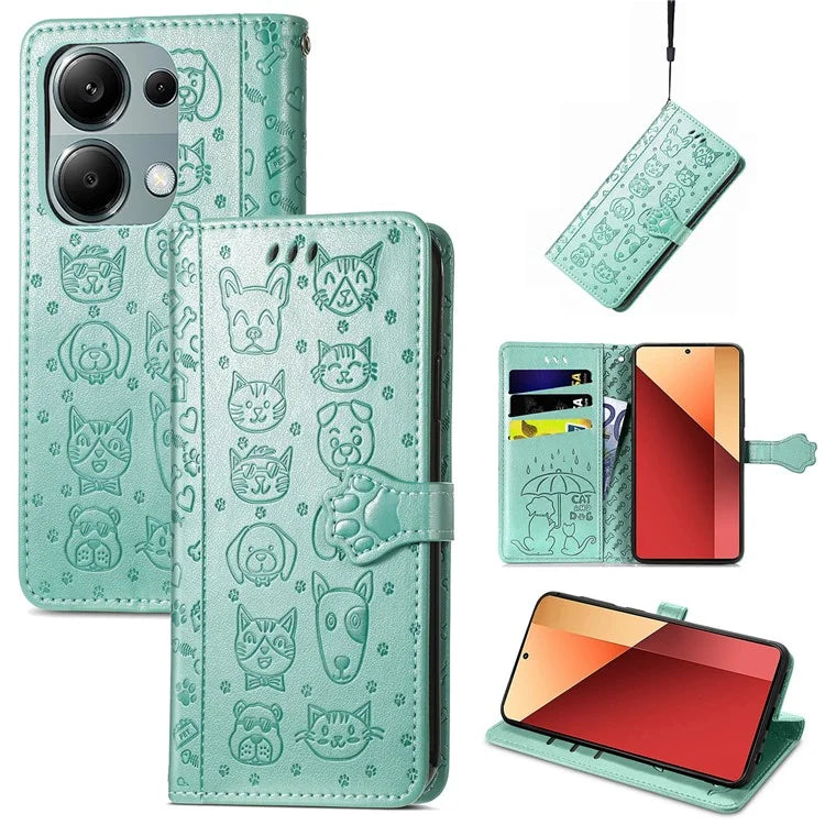 For Xiaomi Redmi Note 13 Pro 4G Phone Cover Imprinted PU Leather Wallet Stand Case