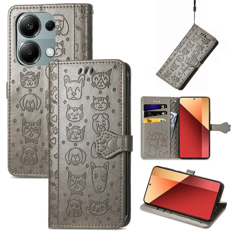 For Xiaomi Redmi Note 13 Pro 4G Phone Cover Imprinted PU Leather Wallet Stand Case