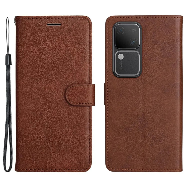 KT Leather Series-2 for vivo S18 5G Case Solid Color Leather Flip Phone Cover with Hand Strap