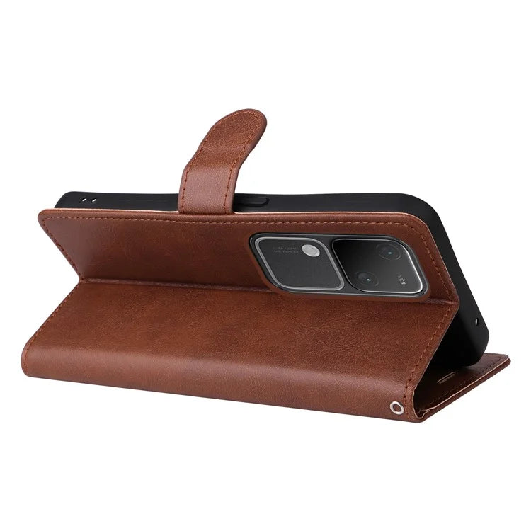 KT Leather Series-2 for vivo S18 5G Case Solid Color Leather Flip Phone Cover with Hand Strap