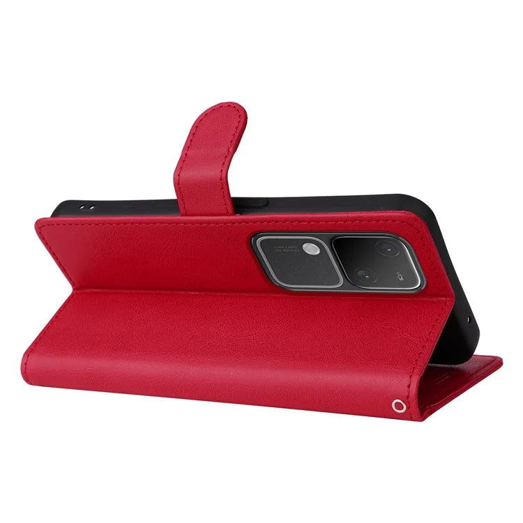 KT Leather Series-2 for vivo S18 5G Case Solid Color Leather Flip Phone Cover with Hand Strap