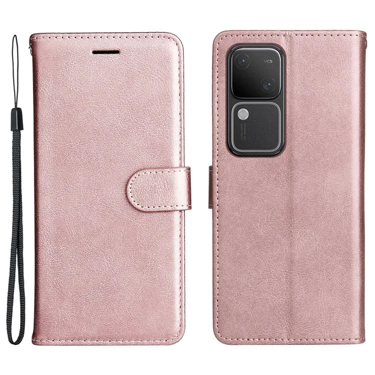 KT Leather Series-2 for vivo S18 5G Case Solid Color Leather Flip Phone Cover with Hand Strap