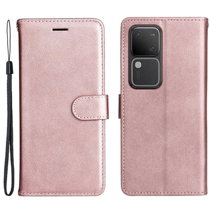 KT Leather Series-2 for vivo S18 5G Case Solid Color Leather Flip Phone Cover with Hand Strap