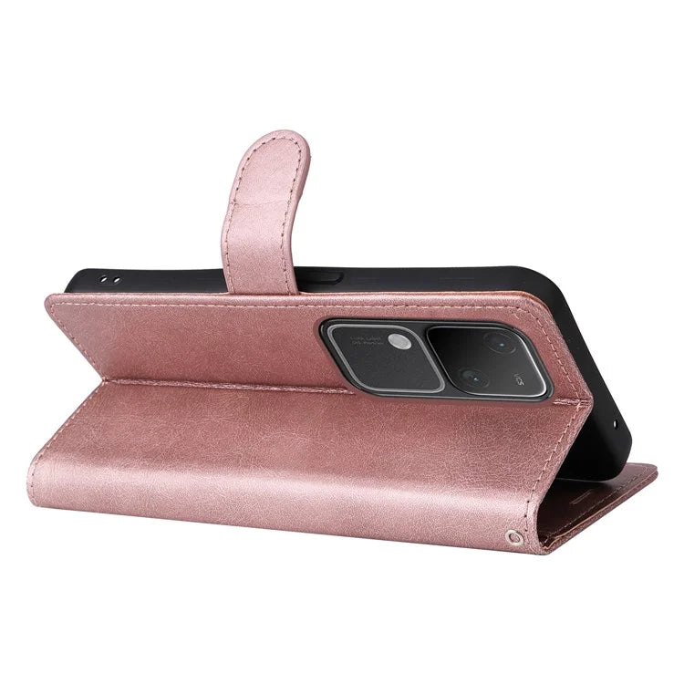 KT Leather Series-2 for vivo S18 5G Case Solid Color Leather Flip Phone Cover with Hand Strap