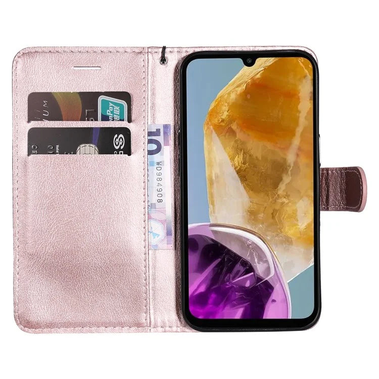 KT Leather Series-2 for Samsung Galaxy M15 5G Case Solid Color Leather Folio Phone Cover