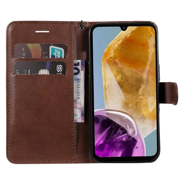 KT Leather Series-2 for Samsung Galaxy M15 5G Case Solid Color Leather Folio Phone Cover
