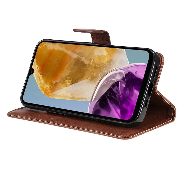 KT Leather Series-2 for Samsung Galaxy M15 5G Case Solid Color Leather Folio Phone Cover