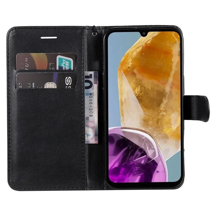 KT Leather Series-2 for Samsung Galaxy M15 5G Case Solid Color Leather Folio Phone Cover