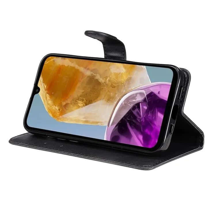 KT Leather Series-2 for Samsung Galaxy M15 5G Case Solid Color Leather Folio Phone Cover
