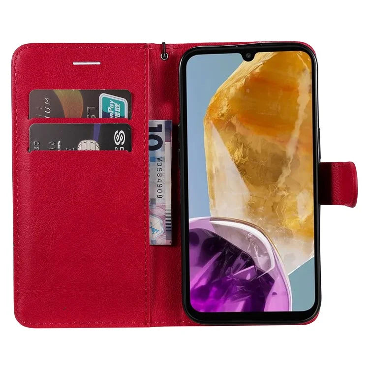 KT Leather Series-2 for Samsung Galaxy M15 5G Case Solid Color Leather Folio Phone Cover