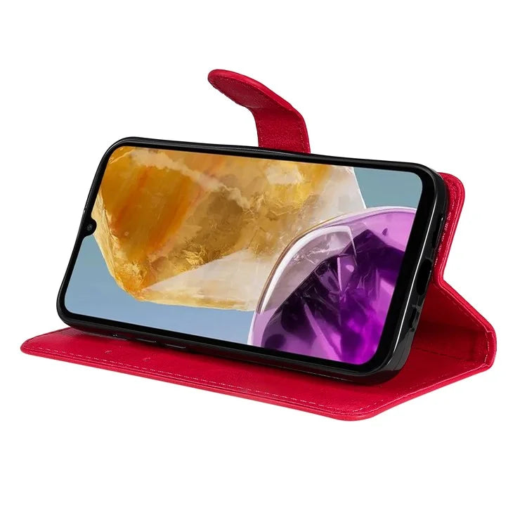 KT Leather Series-2 for Samsung Galaxy M15 5G Case Solid Color Leather Folio Phone Cover