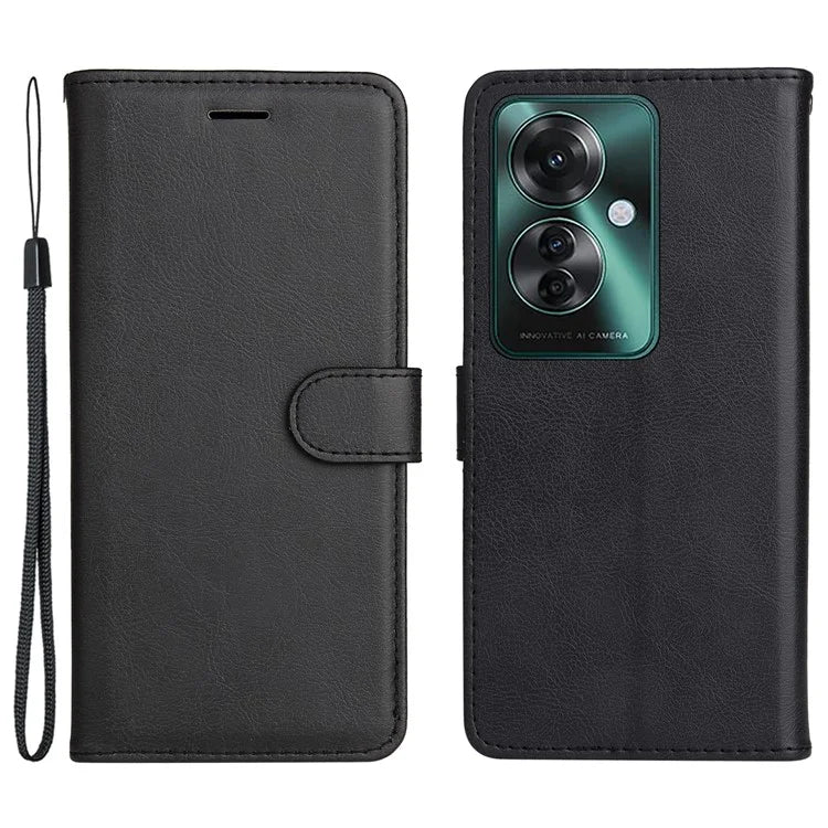 KT Leather Series-2 for Oppo Reno11 F 5G Case Solid Color Leather Wallet Flip Protective Phone Cover