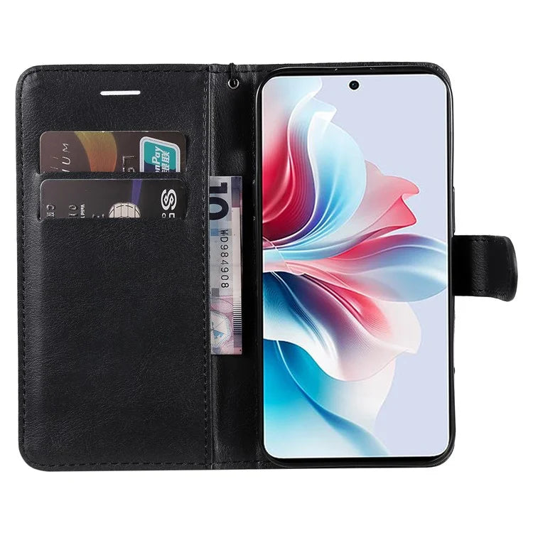 KT Leather Series-2 for Oppo Reno11 F 5G Case Solid Color Leather Wallet Flip Protective Phone Cover