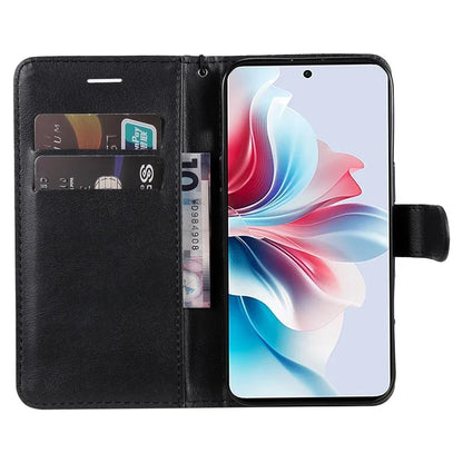 KT Leather Series-2 for Oppo Reno11 F 5G Case Solid Color Leather Wallet Flip Protective Phone Cover