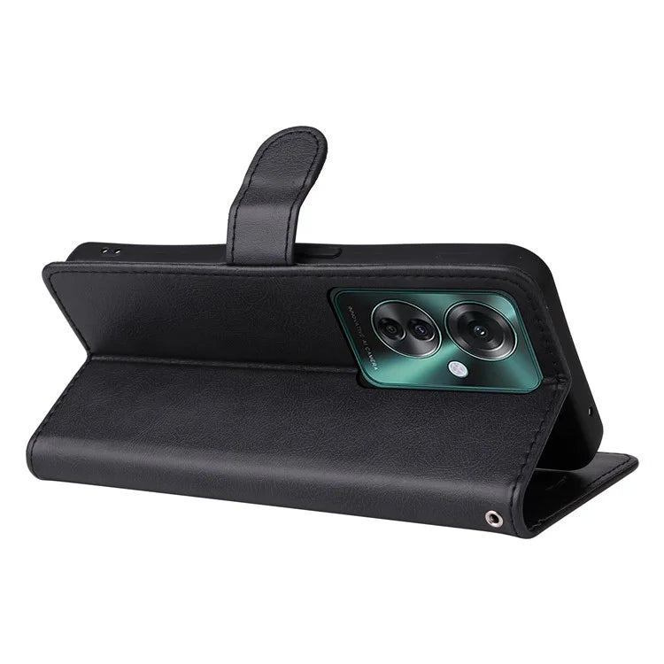 KT Leather Series-2 for Oppo Reno11 F 5G Case Solid Color Leather Wallet Flip Protective Phone Cover