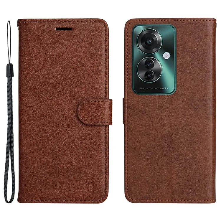KT Leather Series-2 for Oppo Reno11 F 5G Case Solid Color Leather Wallet Flip Protective Phone Cover