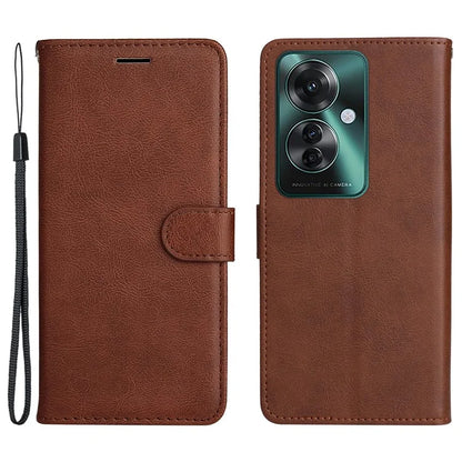 KT Leather Series-2 for Oppo Reno11 F 5G Case Solid Color Leather Wallet Flip Protective Phone Cover