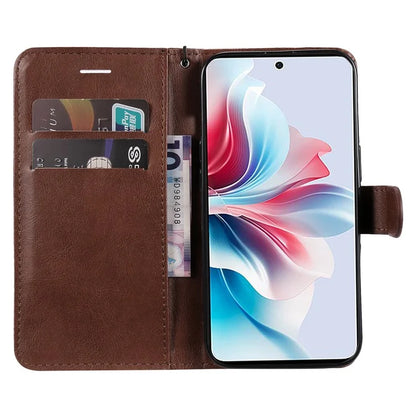 KT Leather Series-2 for Oppo Reno11 F 5G Case Solid Color Leather Wallet Flip Protective Phone Cover