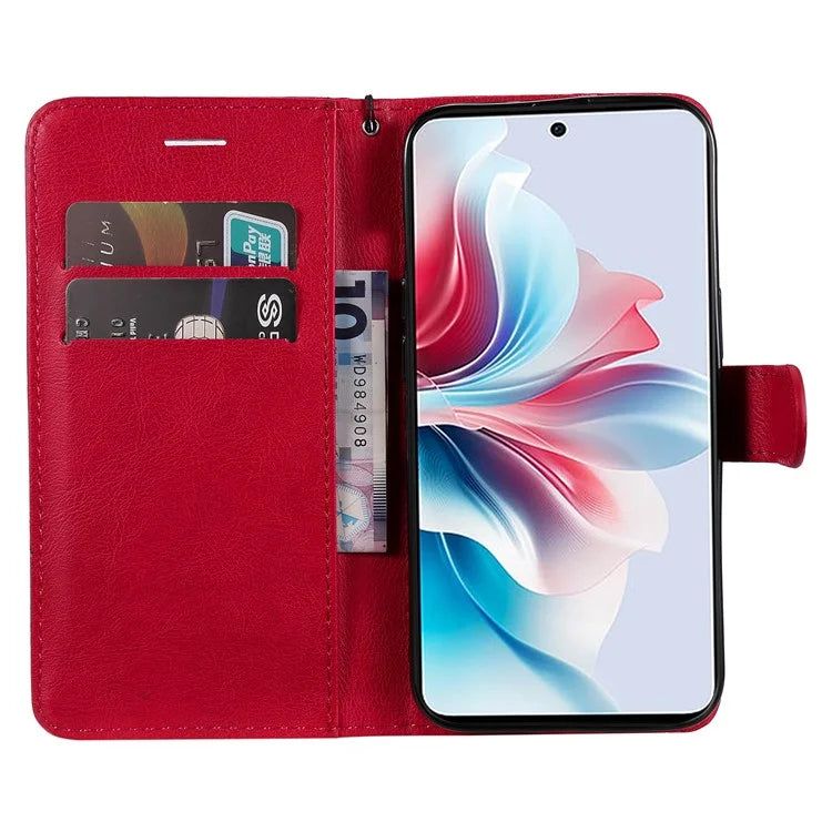 KT Leather Series-2 for Oppo Reno11 F 5G Case Solid Color Leather Wallet Flip Protective Phone Cover