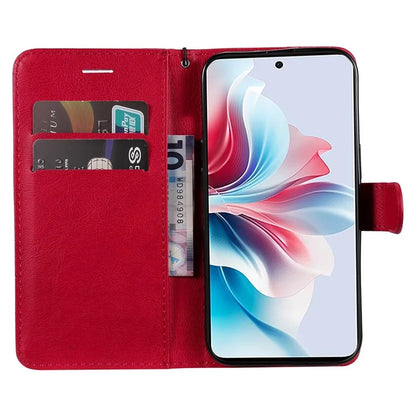 KT Leather Series-2 for Oppo Reno11 F 5G Case Solid Color Leather Wallet Flip Protective Phone Cover