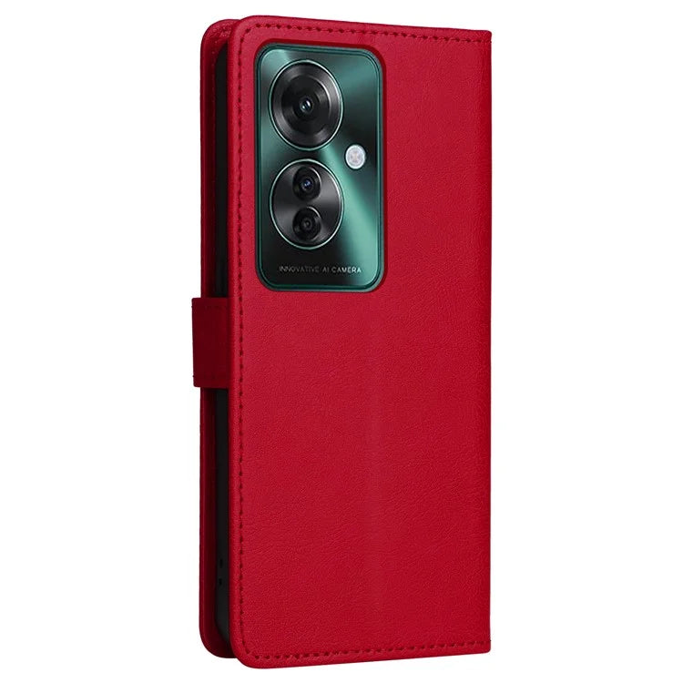 KT Leather Series-2 for Oppo Reno11 F 5G Case Solid Color Leather Wallet Flip Protective Phone Cover