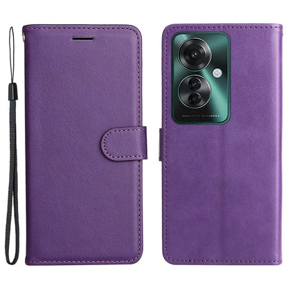 KT Leather Series-2 for Oppo Reno11 F 5G Case Solid Color Leather Wallet Flip Protective Phone Cover