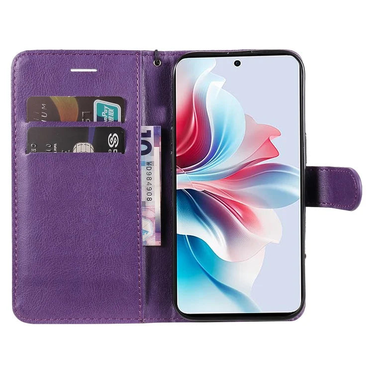 KT Leather Series-2 for Oppo Reno11 F 5G Case Solid Color Leather Wallet Flip Protective Phone Cover