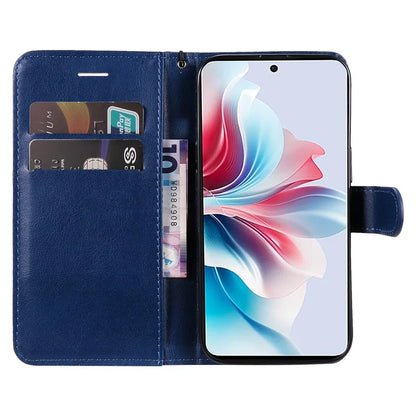 KT Leather Series-2 for Oppo Reno11 F 5G Case Solid Color Leather Wallet Flip Protective Phone Cover