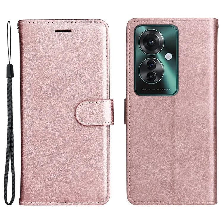 KT Leather Series-2 for Oppo Reno11 F 5G Case Solid Color Leather Wallet Flip Protective Phone Cover
