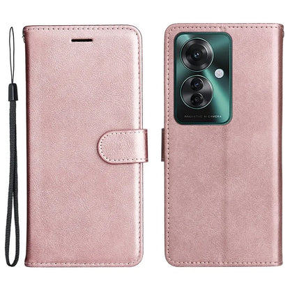 KT Leather Series-2 for Oppo Reno11 F 5G Case Solid Color Leather Wallet Flip Protective Phone Cover