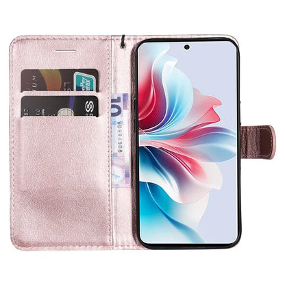 KT Leather Series-2 for Oppo Reno11 F 5G Case Solid Color Leather Wallet Flip Protective Phone Cover