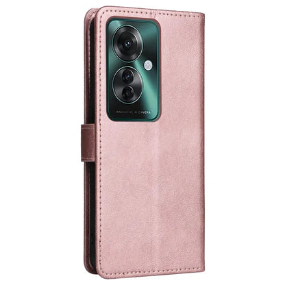 KT Leather Series-2 for Oppo Reno11 F 5G Case Solid Color Leather Wallet Flip Protective Phone Cover