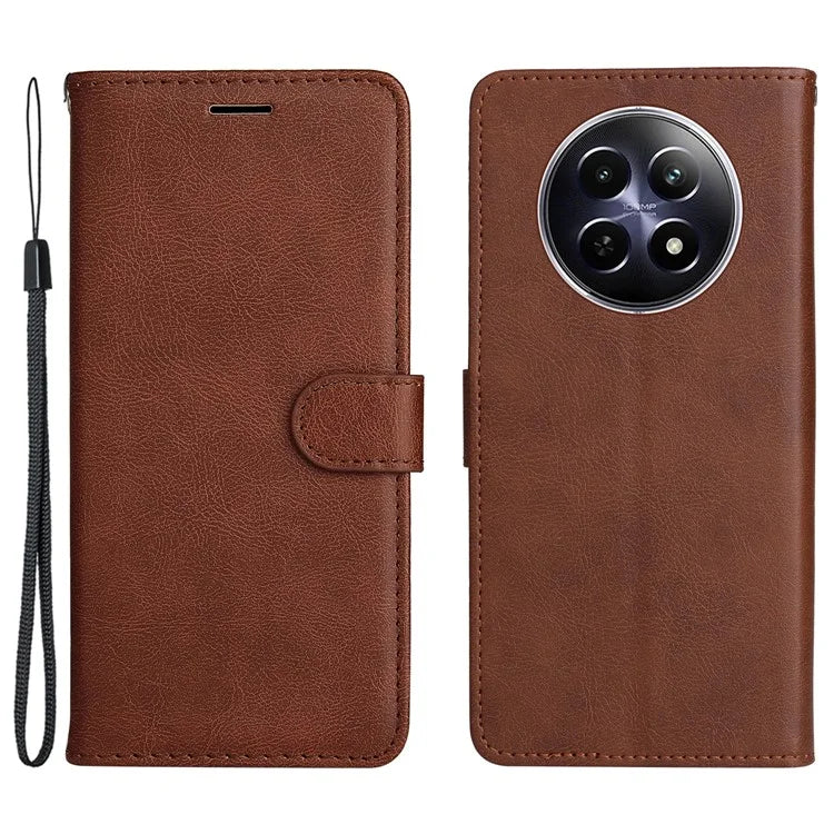KT Leather Series-2 for Realme 12 5G Case Adjustable Stand Solid Color Phone Protective Shell