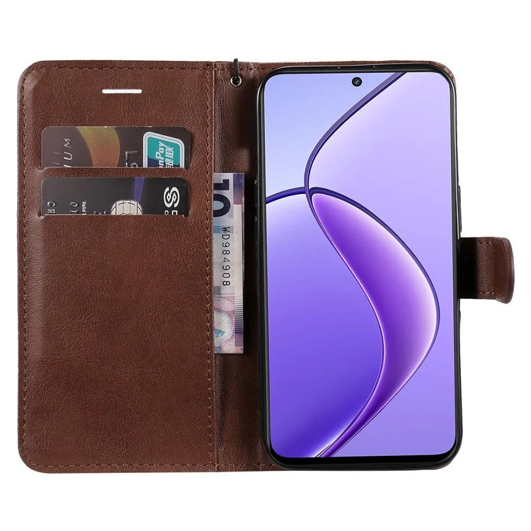 KT Leather Series-2 for Realme 12 5G Case Adjustable Stand Solid Color Phone Protective Shell