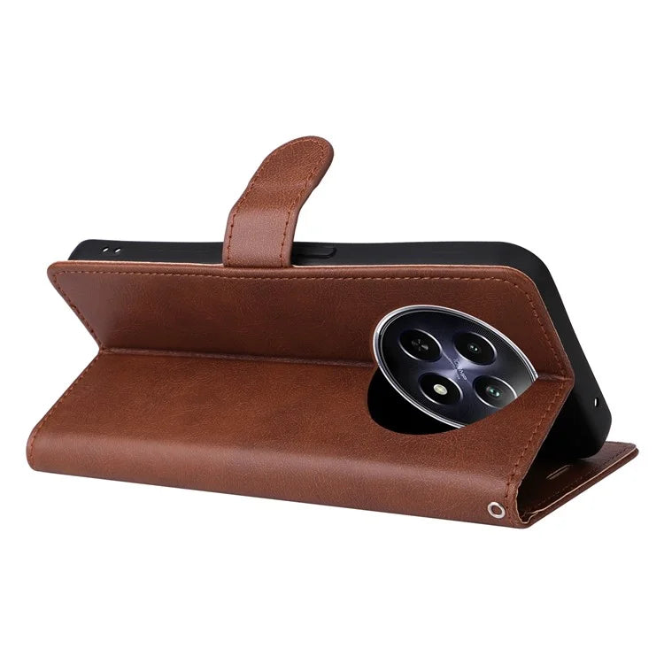 KT Leather Series-2 for Realme 12 5G Case Adjustable Stand Solid Color Phone Protective Shell