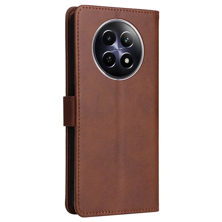 KT Leather Series-2 for Realme 12 5G Case Adjustable Stand Solid Color Phone Protective Shell