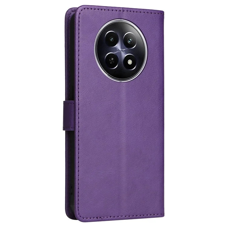 KT Leather Series-2 for Realme 12 5G Case Adjustable Stand Solid Color Phone Protective Shell