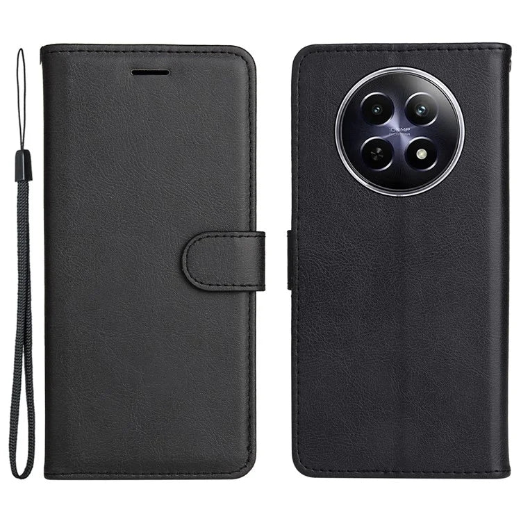 KT Leather Series-2 for Realme 12 5G Case Adjustable Stand Solid Color Phone Protective Shell