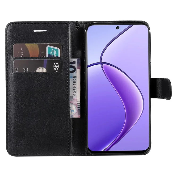 KT Leather Series-2 for Realme 12 5G Case Adjustable Stand Solid Color Phone Protective Shell