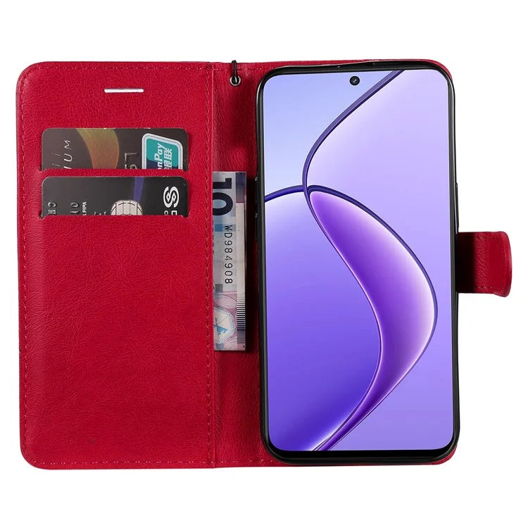 KT Leather Series-2 for Realme 12 5G Case Adjustable Stand Solid Color Phone Protective Shell