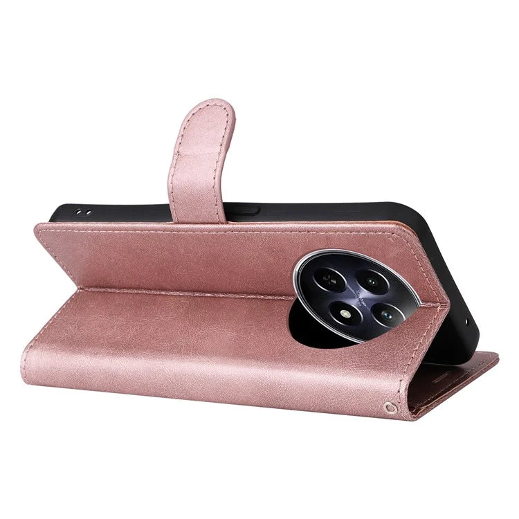KT Leather Series-2 for Realme 12 5G Case Adjustable Stand Solid Color Phone Protective Shell