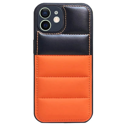 For iPhone 12 Case PU Leather Coated TPU Down Jacket Style Soft Touch Phone Cover