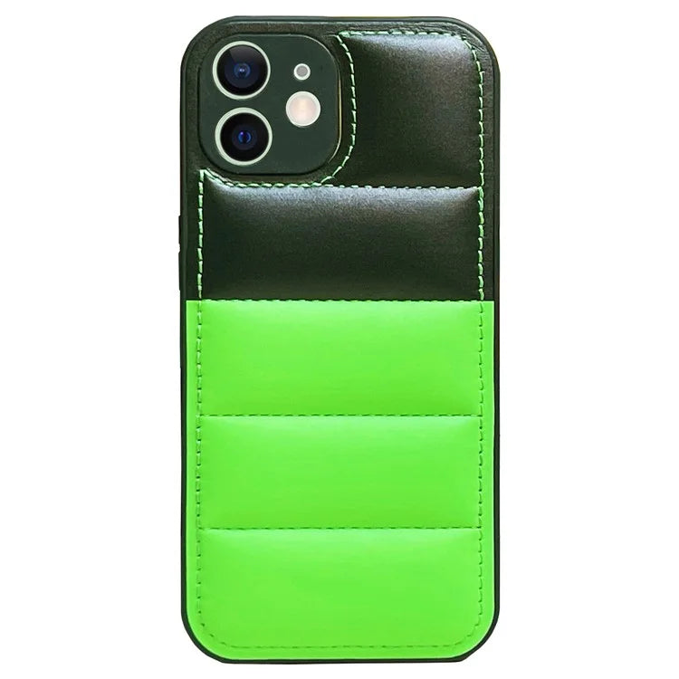 For iPhone 12 Case PU Leather Coated TPU Down Jacket Style Soft Touch Phone Cover