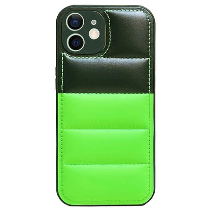 For iPhone 12 Case PU Leather Coated TPU Down Jacket Style Soft Touch Phone Cover