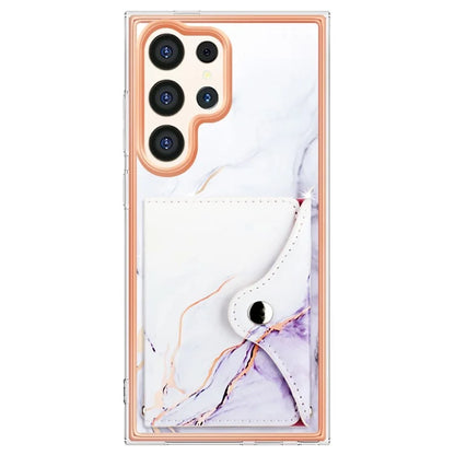 YB Leather Coating Series-9 for Samsung Galaxy S24 Ultra Case Kickstand Card Slot PU+TPU IMD Phone Cover