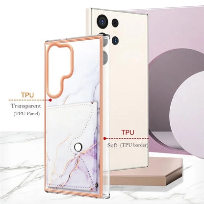 YB Leather Coating Series-9 for Samsung Galaxy S24 Ultra Case Kickstand Card Slot PU+TPU IMD Phone Cover